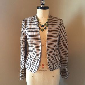 LOFT linen collarless open front jacket